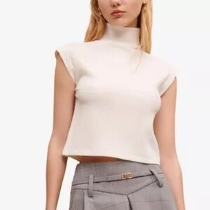 MAJE Mock-neck sleeveless stretch-knit top size Large